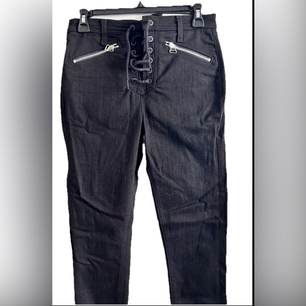 Rag & Bone Lace Up Gia Black Pant  Skinny High Rise Jeans Size 27